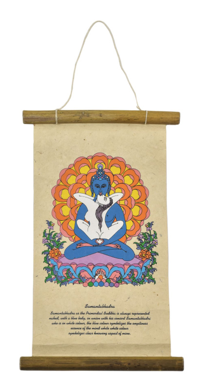 Sanu Babu Barevný tisk na svitku z ručního papíru, Buddha Samantabhadra, 33x20cm