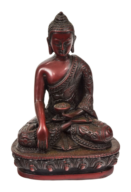 Sanu Babu Buddha Šákjamuni, červený, ručně vyřezávaný, 15cm
