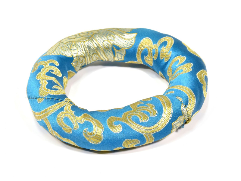 Sanu Babu Podložka pod tibetskou mísu z tyrkysového brokátu, prům. 14cm