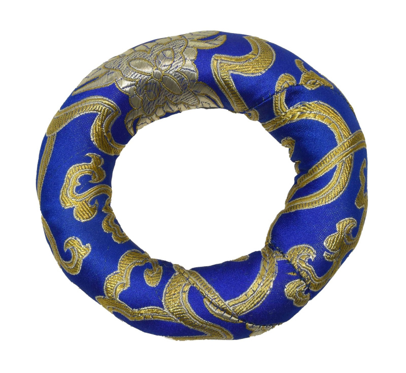 Sanu Babu Podložka pod tibetskou mísu z modrého brokátu, prům. 10cm