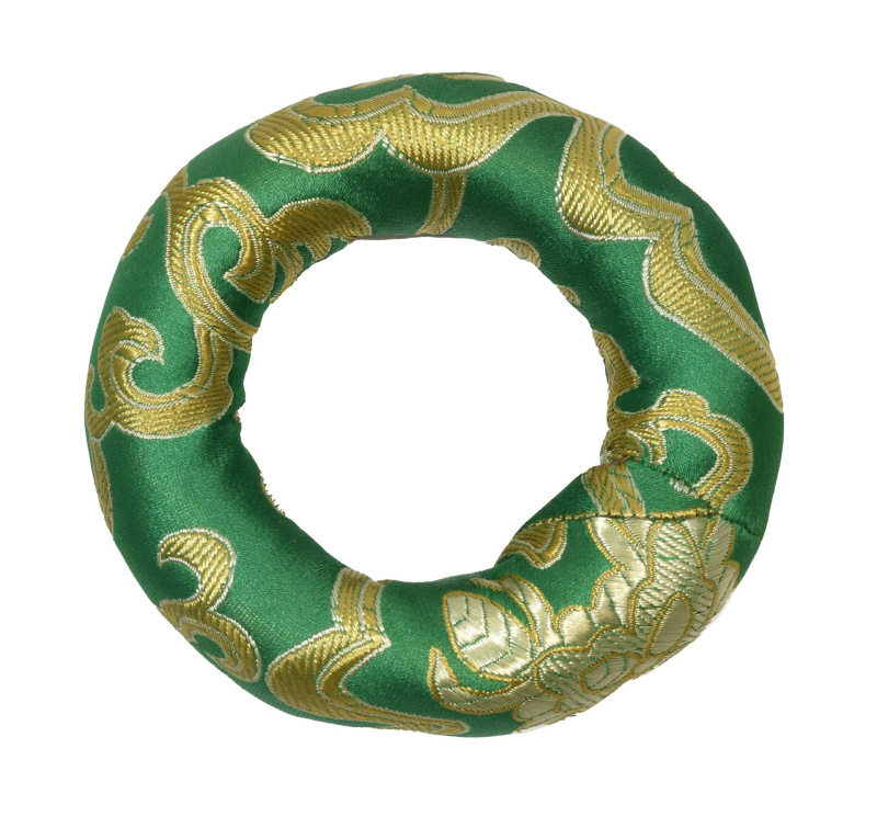 Sanu Babu Podložka pod tibetskou mísu ze zeleného brokátu, prům. 10cm