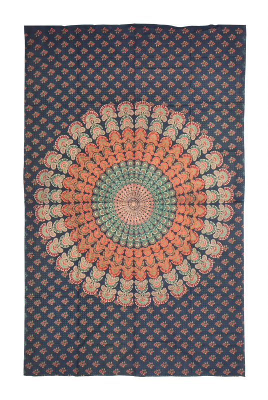 Sanu Babu Přehoz s tiskem "Barmeri round mandala", 130x210cm