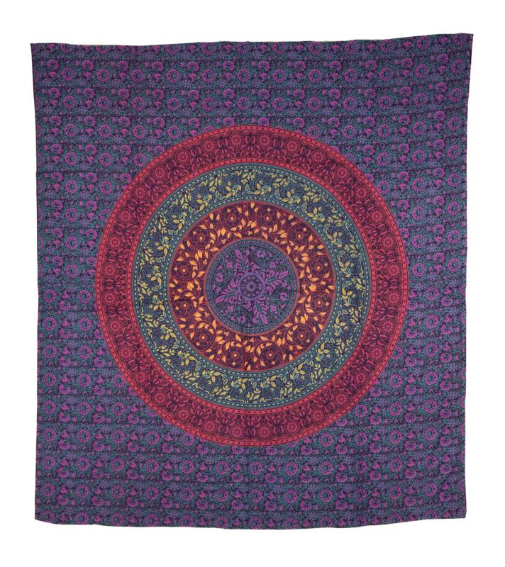 Sanu Babu Přehoz na postel, Mandala, květiny, barevný 220x230cm