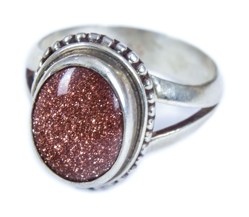 Sanu Babu Stříbrný prsten vykládaný slunečním kamenem, AG 925/1000, 4g, Nepál (AK) 53 , Stříbrná