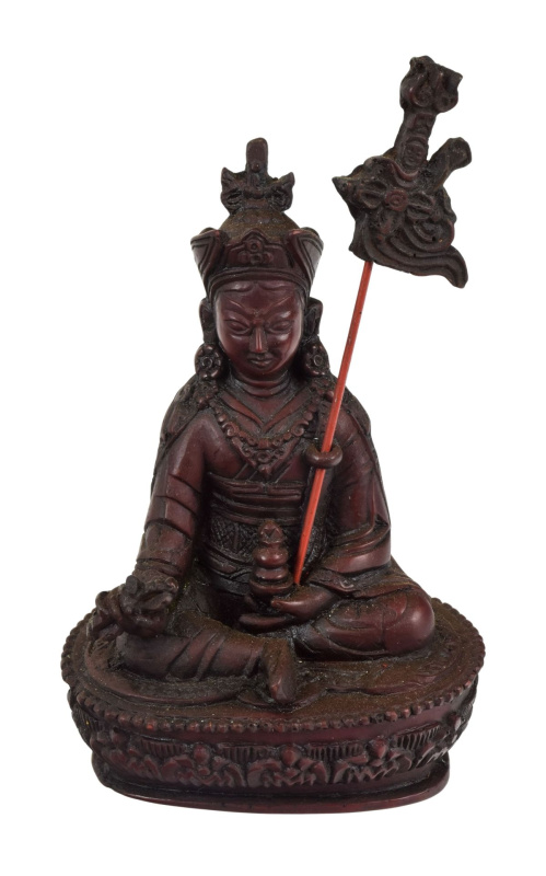 Sanu Babu Guru Rinpoche, vínová patina, pryskyřice, 10x5x15cm