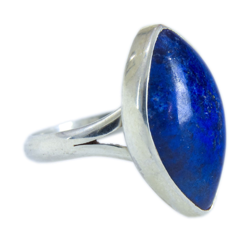 Sanu Babu Stříbrný prsten vykládaný lapis lazuli, AG 925/1000, 10g, Nepál (2A) 61 , Stříbrná