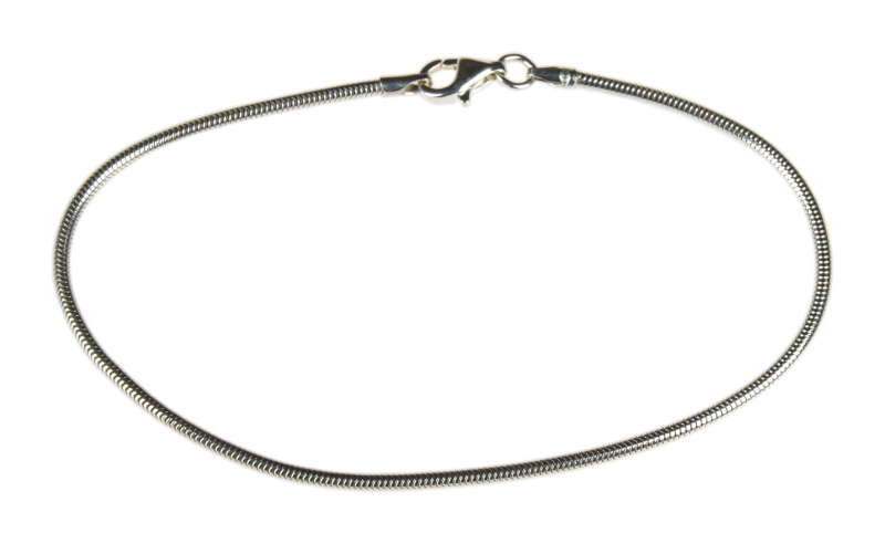 Sanu Babu Stříbrný náramek hladký, hadí, karabinka, tloušťka 2mm obvod cca 18cm