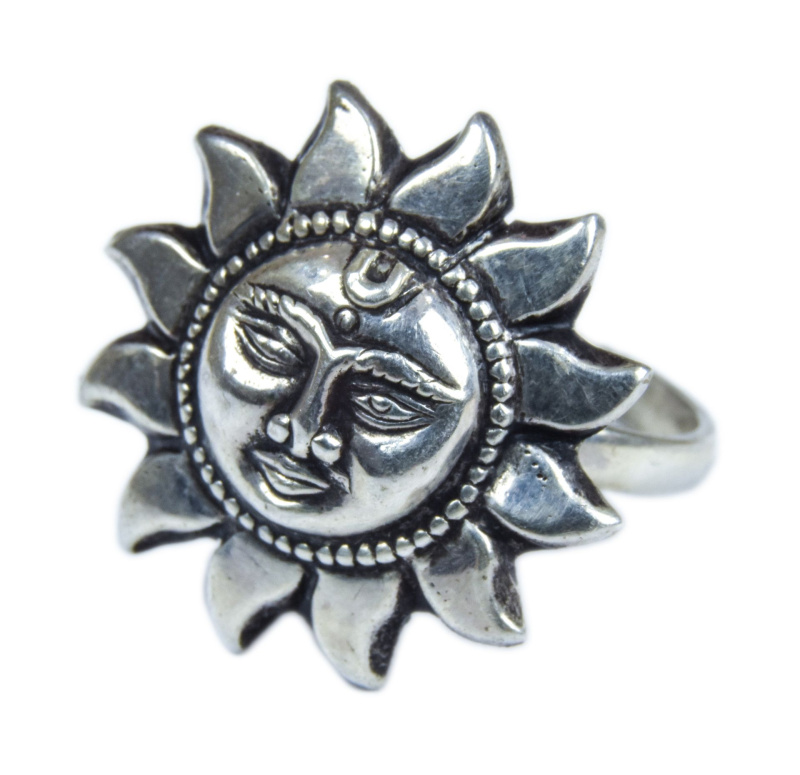 Sanu Babu Stříbrný prsten Slunce s obličejem, AG 925/1000, 2g, Nepál 48