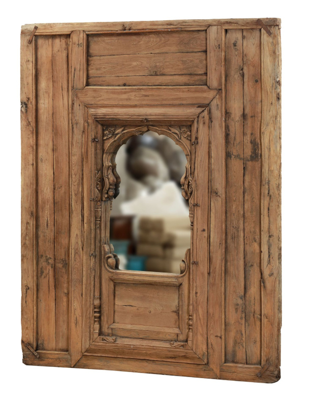 Sanu Babu Dřevěný portál z teakového dřeva se zrcadlem, 162x6x199cm