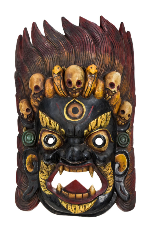 Sanu Babu Bhairab, dřevěná maska, ručně vyřezávaná, 40x20x70cm (1A)