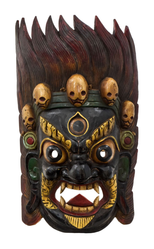 Sanu Babu Bhairab, dřevěná maska, ručně vyřezávaná, 40x20x70cm (1B)