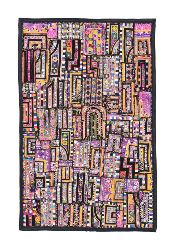 Sanu Babu Unikátní tapiserie z Rajastanu, barevná, ruční vyšívání, 140x186cm (3E)