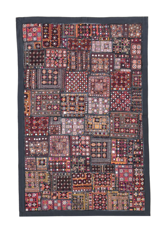 Sanu Babu Unikátní tapiserie z Rajastanu, barevná, ruční vyšívání, 140x186cm (3H)