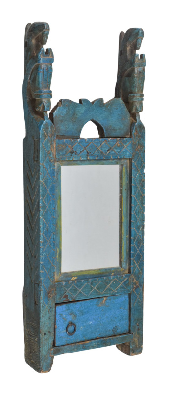 Sanu Babu Staré zrcadlo s poličkou z teakového dřeva, 20x6x54cm