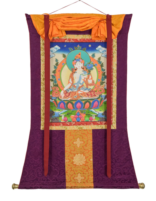 Sanu Babu Thangka, Bílá Tára, 80x110cm