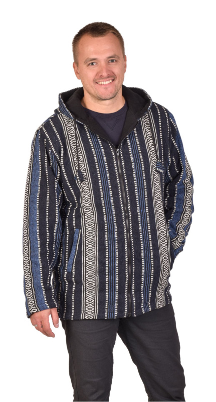 Sanu Babu Bunda s kapucí, Ghari, modrá, podšívka, zapínání na zip XXL