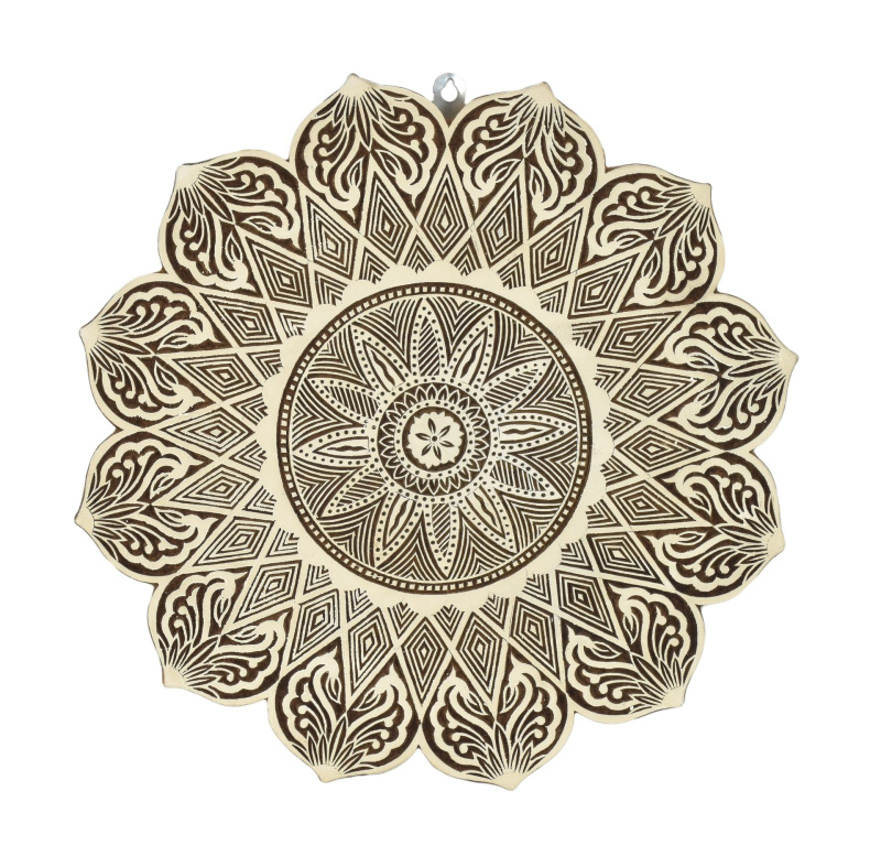 Sanu Babu Obraz na stěnu "Mandala", dřevořezba, průměr 35cm