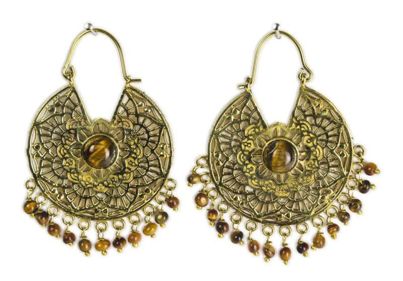 Sanu Babu Náušnice s tygřím okem, délka 5cm