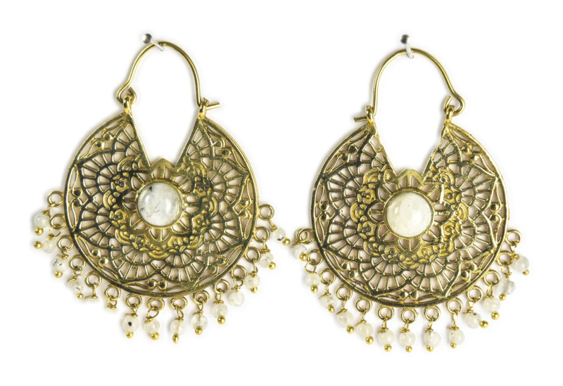 Sanu Babu Náušnice s měsíčním kamenem, délka 5cm (5F)