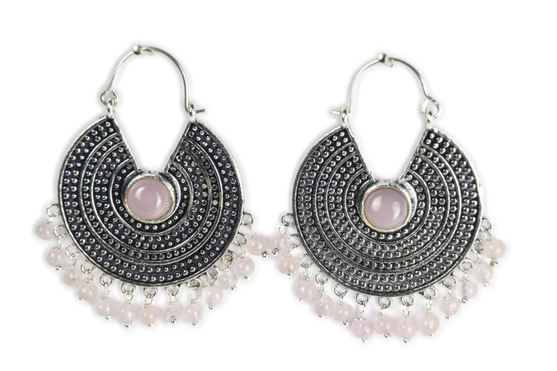 Sanu Babu Náušnice s růženínem, délka 5cm