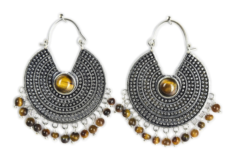 Sanu Babu Náušnice s tygřím okem, délka 5cm (1L)