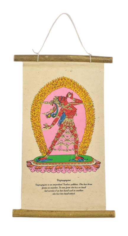 Sanu Babu Barevný tisk na svitku z ručního papíru, Vajrayogini, 33x20cm