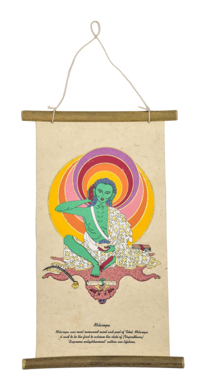 Sanu Babu Barevný tisk na svitku z ručního papíru, Milarepa, 33x20cm