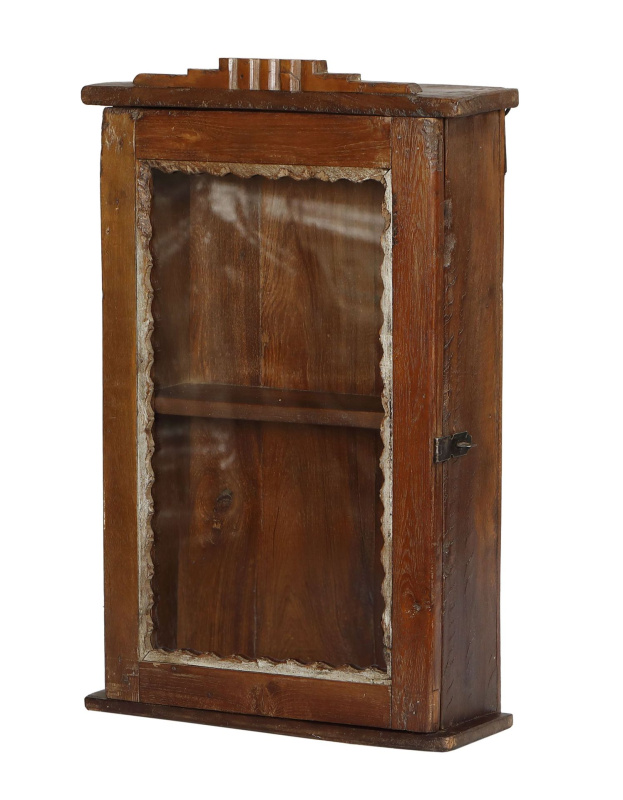 Sanu Babu Prosklená skříňka z teakového dřeva, 39x14x60cm