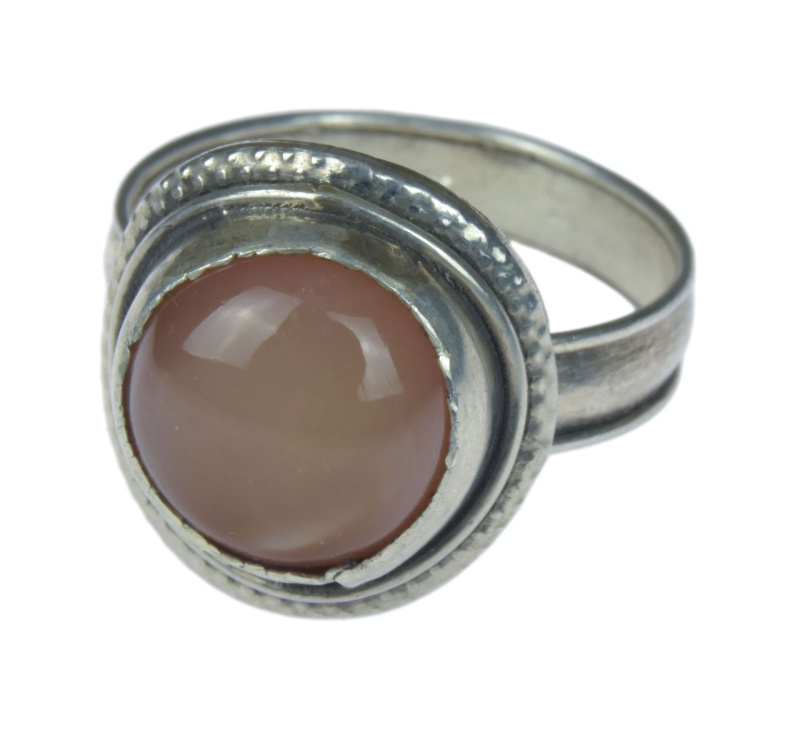 Sanu Babu Stříbrný prsten vykládaný měsíčním kamenem, AG 925/1000, 5g, Nepál (9D) 57 , Stříbrná