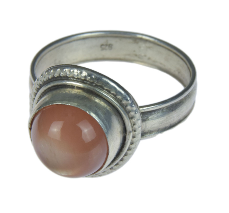 Sanu Babu Stříbrný prsten vykládaný měsíčním kamenem, AG 925/1000, 5g, Nepál (9F) 60 , Stříbrná