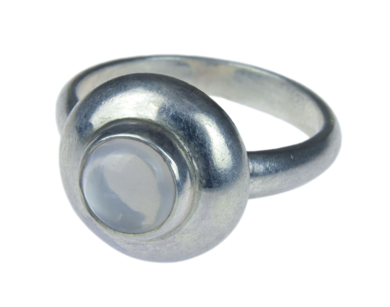 Sanu Babu Stříbrný prsten vykládaný měsíčním kamenem, AG 925/1000, 6g, Nepál (5C) 57 , Stříbrná
