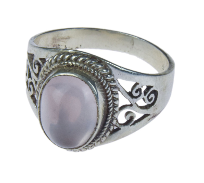 Sanu Babu Stříbrný prsten vykládaný růženínem, AG 925/1000, 6g, Nepál (5D) 62 , Stříbrná