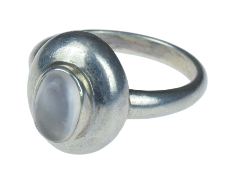 Sanu Babu Stříbrný prsten vykládaný měsíčním kamenem, AG 925/1000, 8g, Nepál 61 , Stříbrná