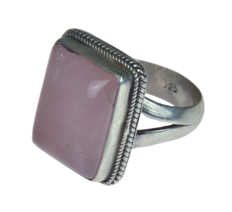 Sanu Babu Stříbrný prsten vykládaný růženínem, AG 925/1000, 9g, Nepál 55 , Stříbrná