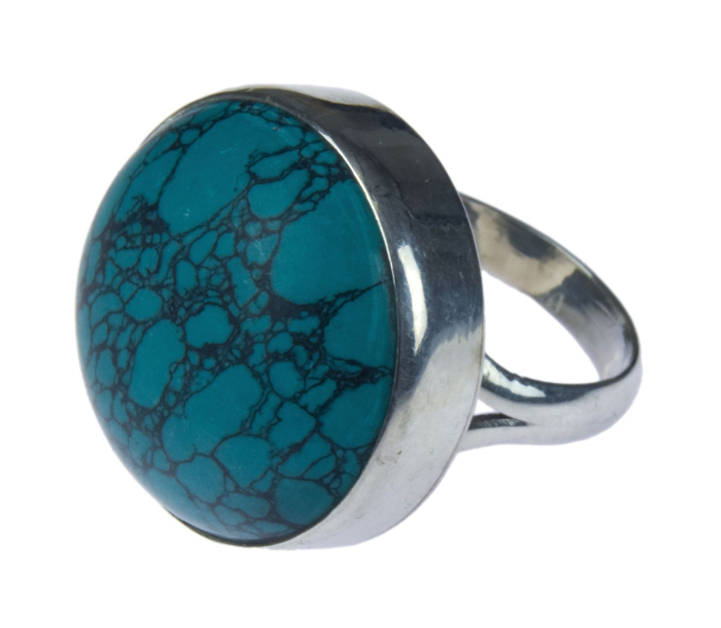 Sanu Babu Stříbrný prsten vykládaný tyrkenitem, AG 925/1000, 10g, Nepál 60 , Stříbrná