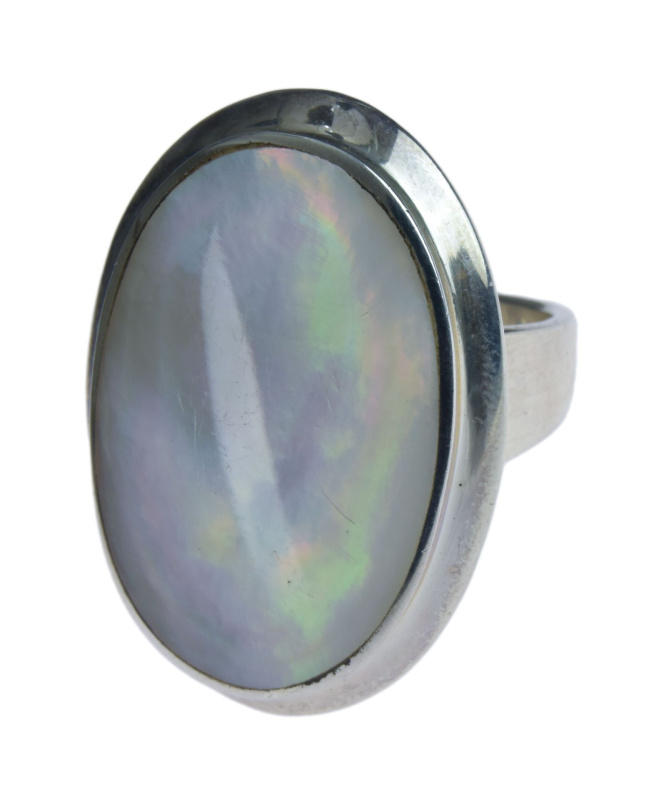 Sanu Babu Stříbrný prsten vykládaný perletí, AG 925/1000, 11g, Nepál 62 , Stříbrná