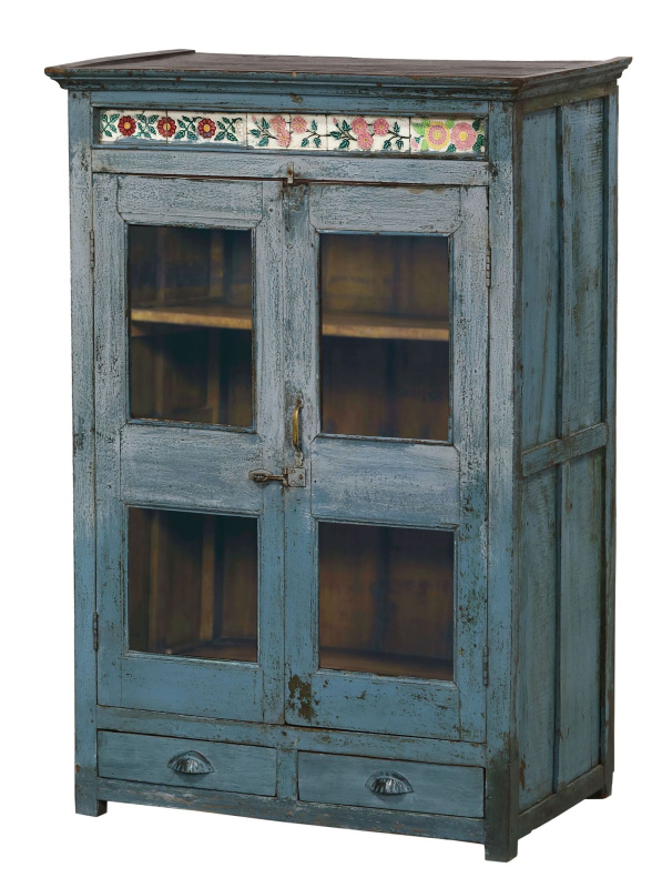 Sanu Babu Prosklená skříňka z teakového dřeva, 91x53x135cm