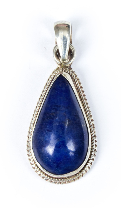 Sanu Babu Stříbrný přívěsek kapka vykládaný lapis lazuli, cca 3,5 cm, AG 925/1000
