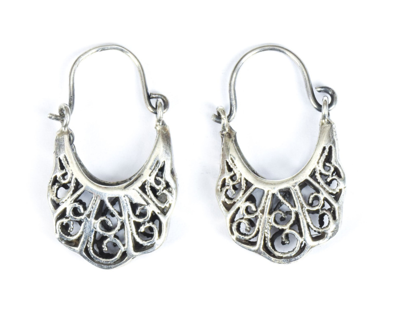 Sanu Babu Stříbrné náušnice s ornamenty, délka 3cm, AG 925/1000, 5g, Nepál Stříbrná