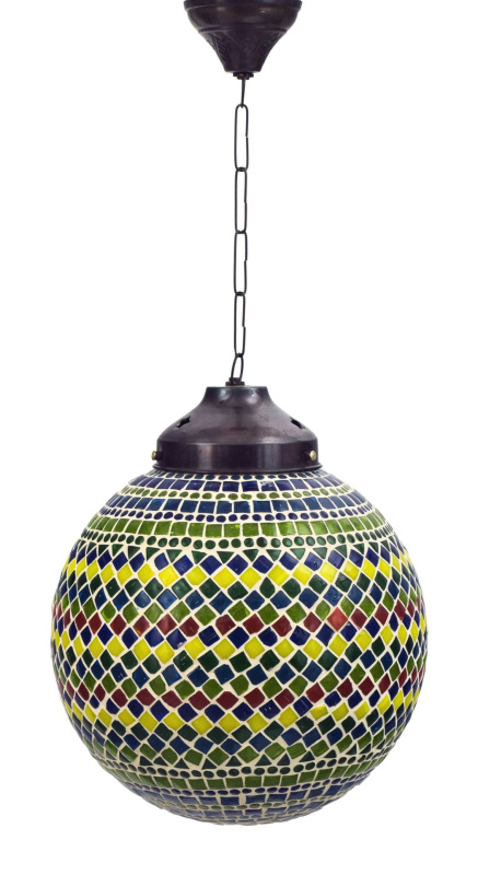 Sanu Babu Kulatá skleněná mozaiková lampa, multibarevná, průměr 25cm, výška 28cm