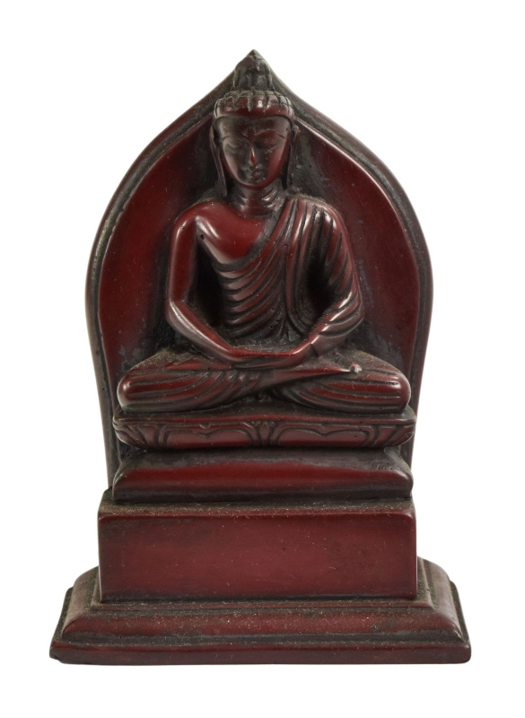 Sanu Babu Buddha Amithaba, tmavě červená soška, 13cm