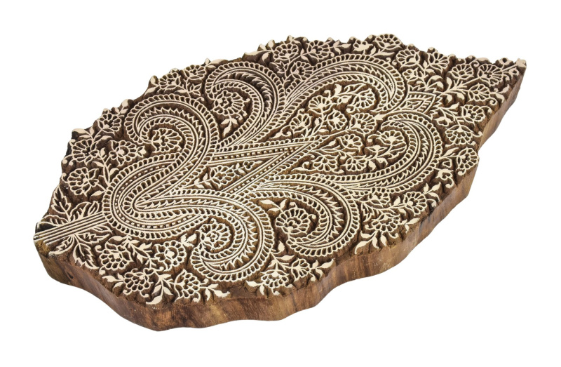 Sanu Babu Vyřezávané razítko "Paisley", palisandr, 23x13cm