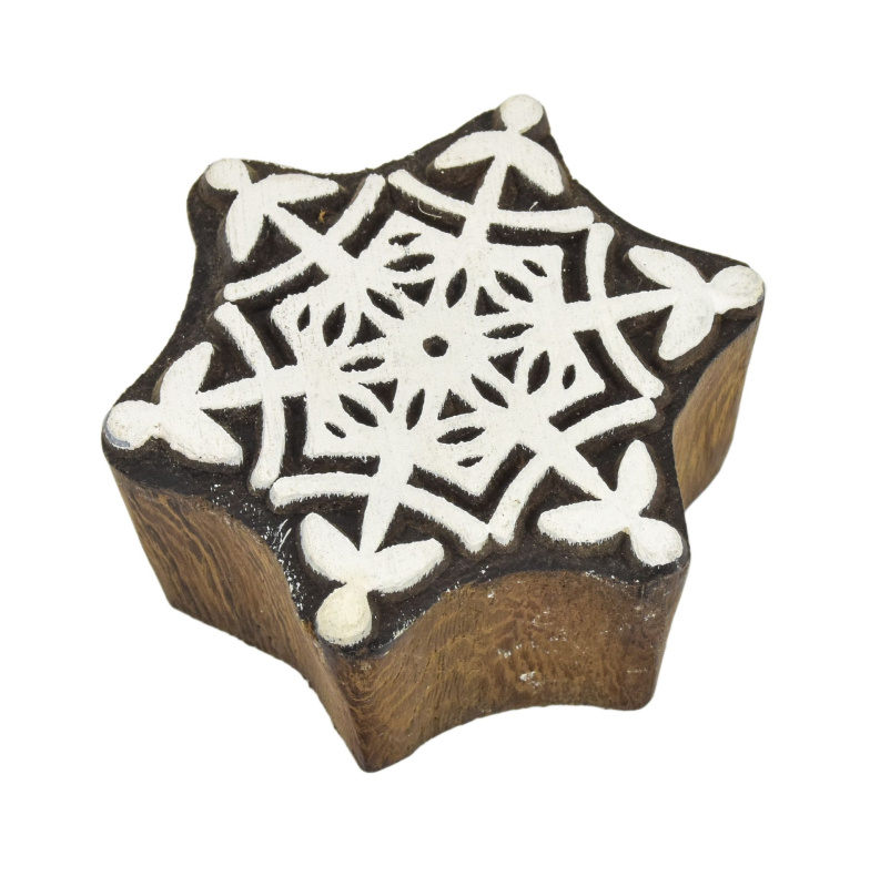 Sanu Babu Vyřezávané razítko "Sněhová vločka", ruční práce, palisandr, 5x5cm