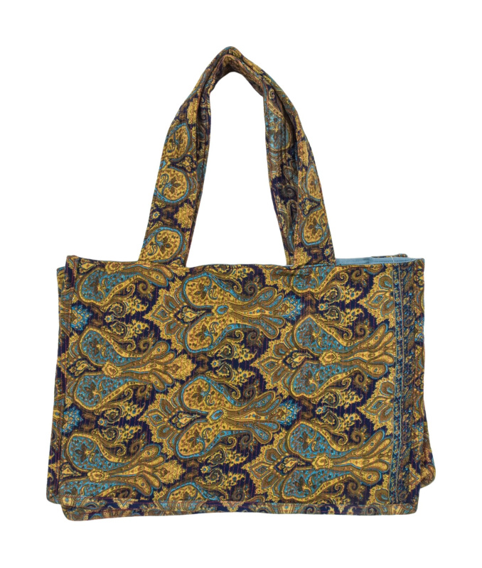 Sanu Babu Elegantní plážová taška, modro-béžová, rozměr 48x13x34 + 34cm ucha
