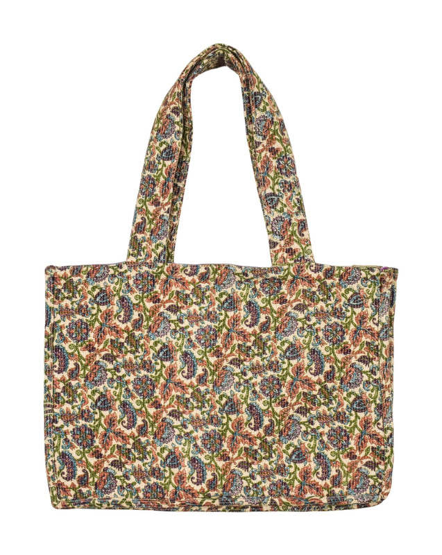 Sanu Babu Elegantní plážová taška, béžová s barevným potiskem, rozměr 48x13x34 + 34cm ucha