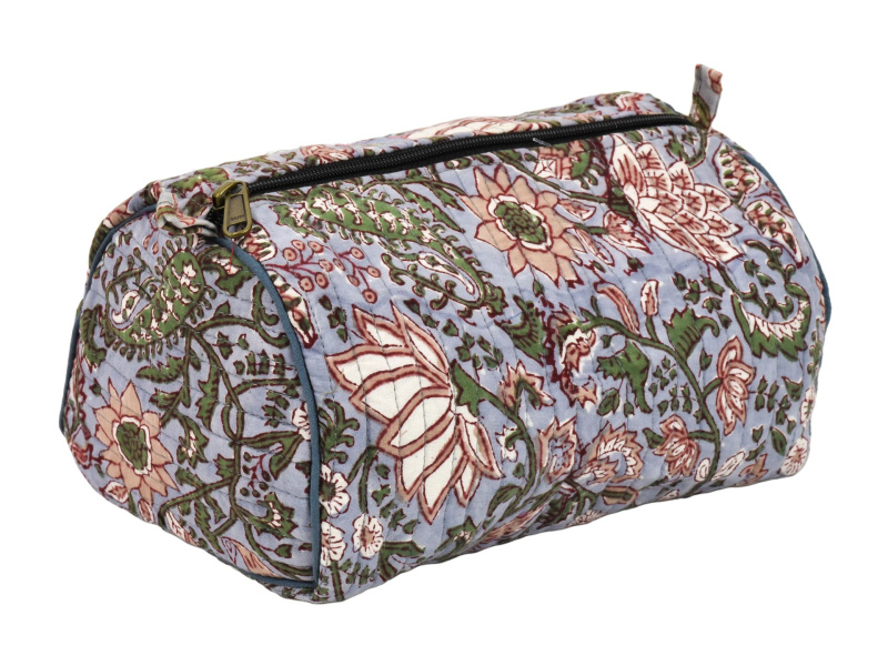 Sanu Babu Kosmetická taštička na zip modrá s květy, 30x16x12cm (4D)