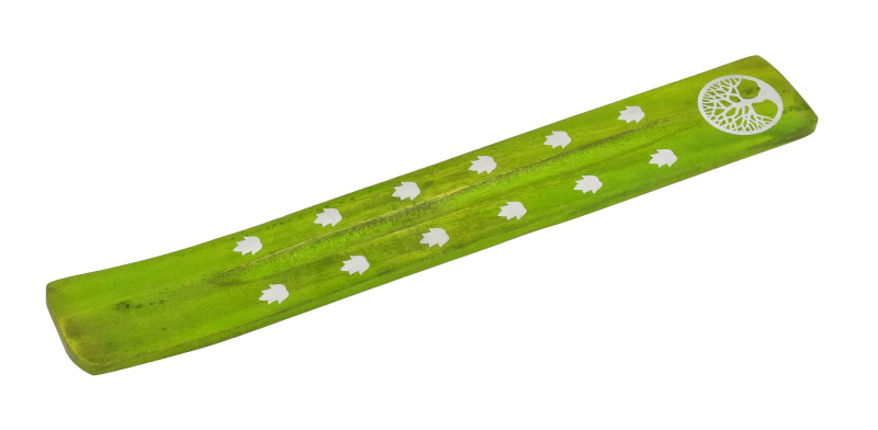 Sanu Babu Stojánek na vonné tyčinky, zelený, strom života, dřevo, 25cm