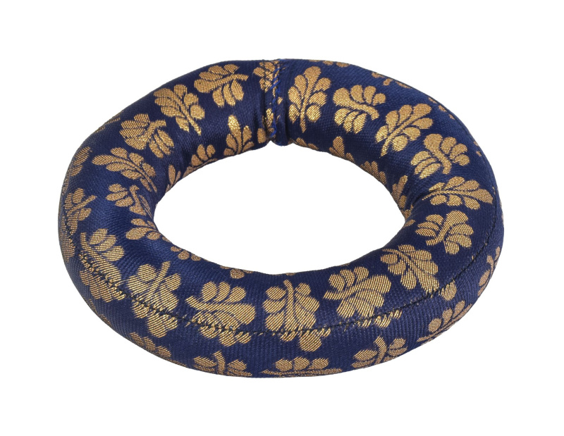Sanu Babu Podložka pod tibetskou mísu z modro-zlatého brokátu, prům.15cm