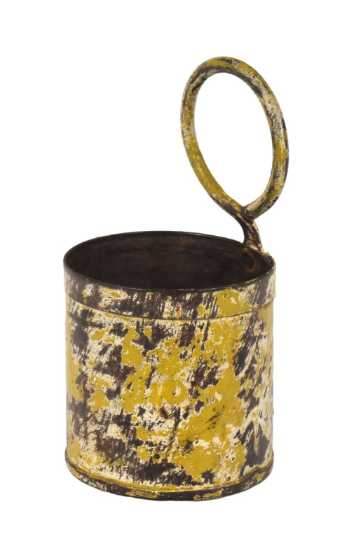 Sanu Babu Závěsný plechový květináč, žlutá patina, 11x11x21cm