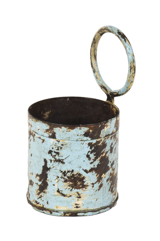 Sanu Babu Závěsný plechový květináč, světle modrá patina, 11x11x21cm